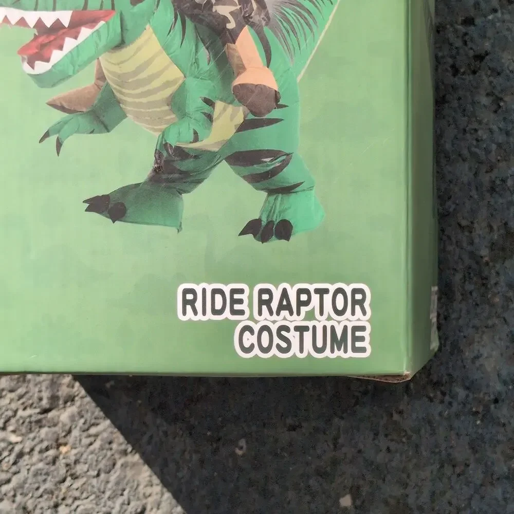 Tasanor Ride Raptor Costume Inflatable Halloween Dinosaur Dress Up Child 4-6 Yrs